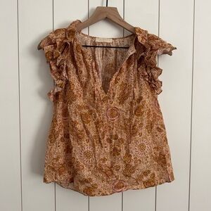 Ulla Johnson Flutter Sleeve V-Neck Top